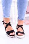 Women's Black Showen Anchor Sandals