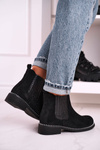 Women's Chelsea Boots With Studs Suede Black Meagan
