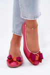 Leather Ballet Flats With Bow Maciejka P6801-15 Fuchsia
