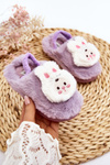 Children's Fur Slippers Bunny Purple Dicera