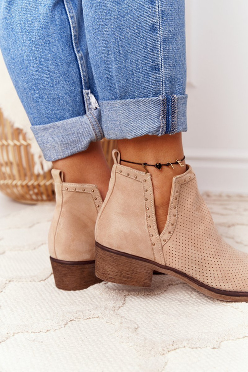 Openwork Boots With Cutouts Beige Clever