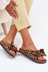 Ladies Slippers With Clear On Cork Sole Leopard Brown Sercele