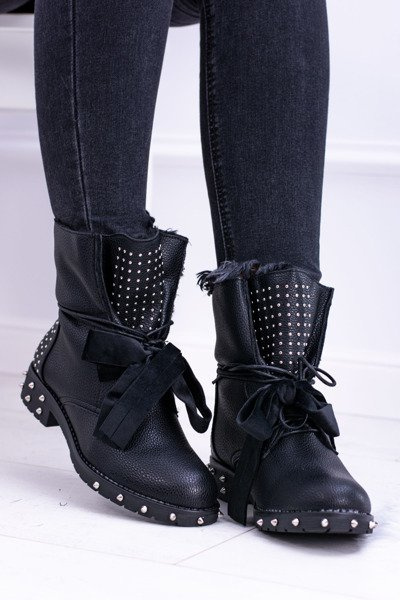Women's Warmed Boots With Spikes And Rhinestones Neso