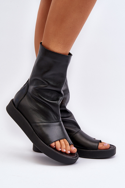 Sandały Skóra Naturalna Cholewka Czarne Zazoo 3441