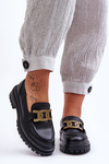 Women's Platform Moccasins With Black Ornament Ameg