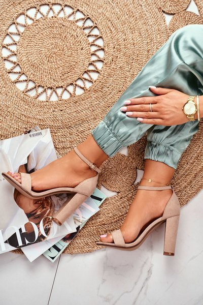 Women's Stiletto Sandals Suede Beige Anastasie