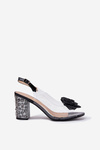 Transparent Heeled Sandals With Crystals And Decoration D&A MR51-702 Black