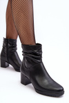 Women's Pleated Boots On Heel Black Liriam
