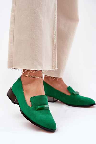 Suede Loafers Women's With Decoration D&A LZ51-505 Green
