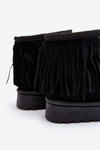 Children's Fur-Lined Snow Boots with Decorative Fringes Black Nimia