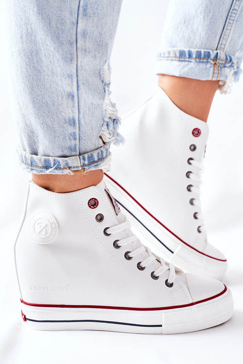 Leather Wedge Sneakers Cross Jeans II2R4024 White
