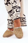 Espadryle Damskie Eleganckie Z Plecionką Beżowo-Złote Zazoo 10178