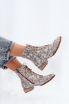 Leather Patterned Ankle Boots With Flat Heel Maciejka 06391-25 Beige