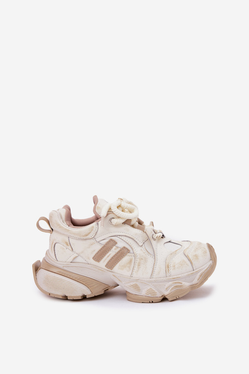 Damskie Sneakersy Skórzane Beżowe GOE RR2N4037