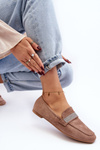 Women's Moccasins with Zircons Light Brown Ralrika