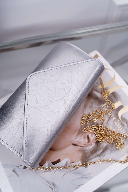 Women's Purse Silver Lacquered Clutch Bag