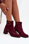 Suede block heel boots with lining decorated detail Artiker 57C0016 Bordeaux