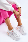 Fashionable Women's Platform Sneakers White-Pink Biko