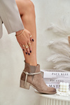 Suede Ankle Boots With Heels Insulated With Zipper Beige Zazoo 60478