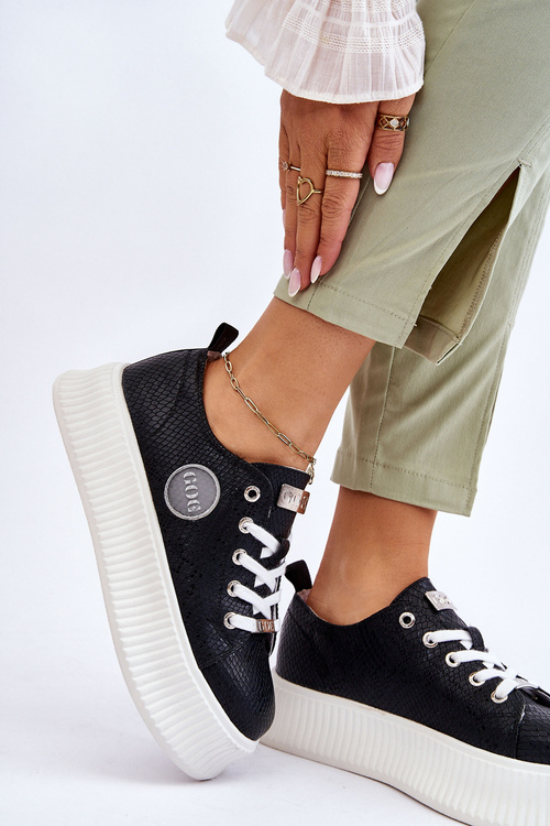 Sneakersy Buty Sportowe Damskie Czarne GOE JJ2N4127