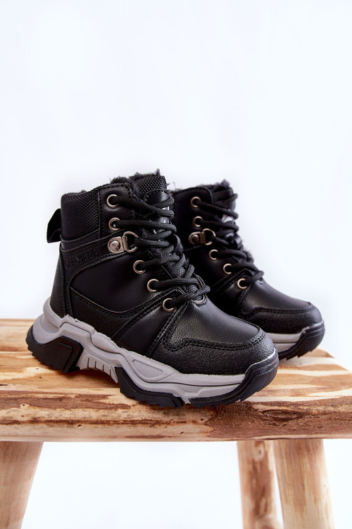 Children's Boots Warm Trappers With Zipper Black Marvin