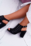 Women's Stiletto Sandals Openwork Rhinestone Black Hendrix