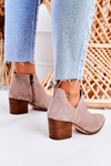 Women's Boots With A Cut On Block Heel Suede Cappuccino Lawrence