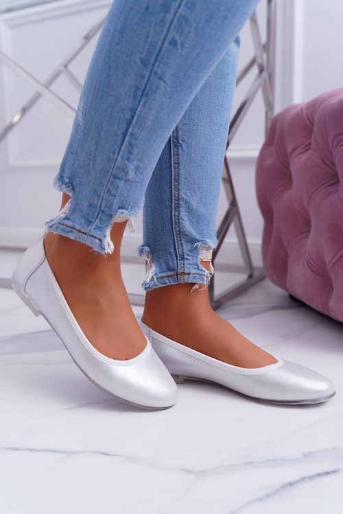 Women's Sergio Leone Silver Plex Ballerinas