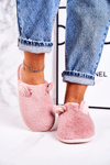 Women's Home Furry Slippers With Little Ears Powder Pink Hippo