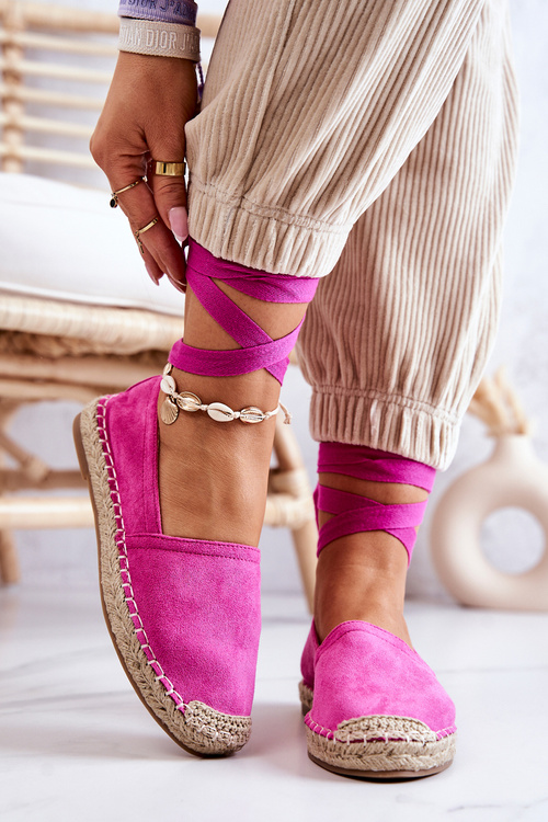 Tied Suede Espadrilles Fuchsia Ismanne