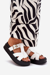 Womens Platform Sandals With Straps And Buckle White Elimessa