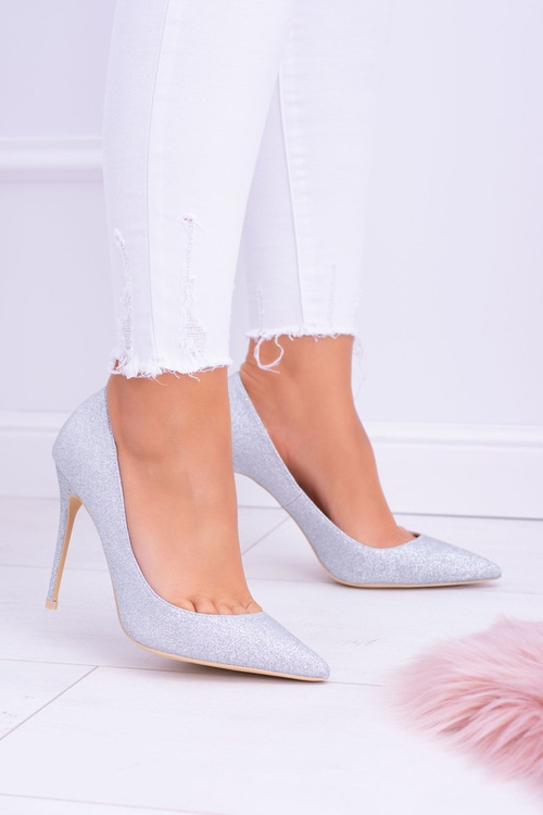 Women's Lu Boo Brocade Silver Shining Stilettos