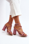 Pink Strappy Sandals with Block Heel Herfiana