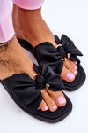 Women's Leather Slippers With Bow Black Becky
