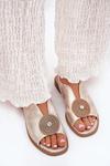 Shimmering Women's Sandals With Decorative Detail S.Barski KV51-012 Gold