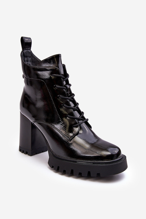 Polished Heel Boots with Lining Black D&A MR870-54