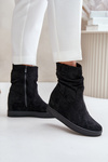 Boots With Ruffled Upper On Hidden Wedge Black Zinradea