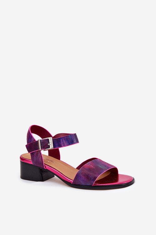 Women's Leather Sandals with Heels Maciejka 06551-15 Fuchsia