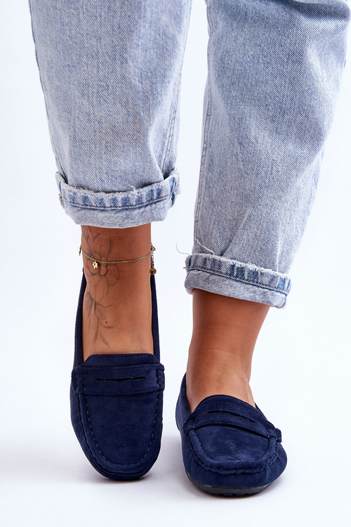 Women's Suede Moccasins Navy Lenvie