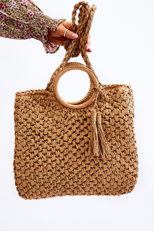 Women's Handbag With Fringes Beige