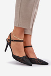 Embellished Heels With Open Back Black Nanadra