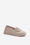 Light Women's Leather Moccasins on Platform Beige LR590 S.Barski
