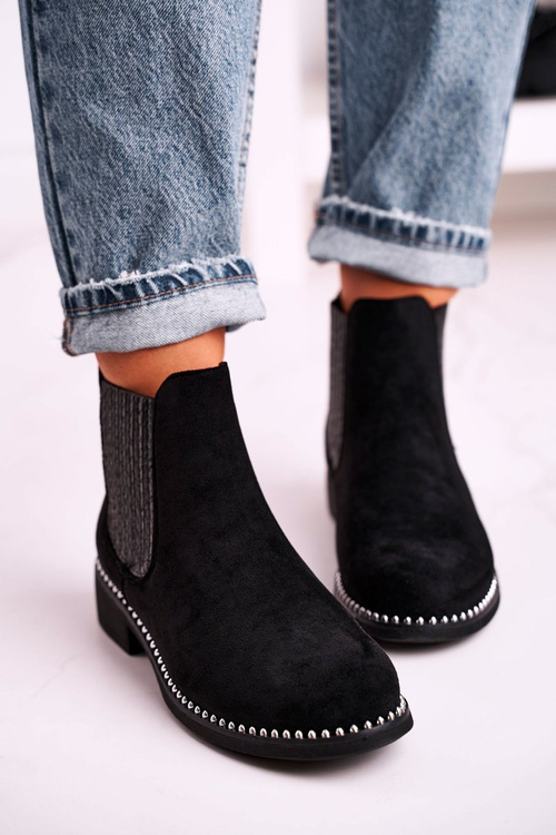 Women's Chelsea Boots With Studs Suede Black Meagan