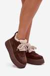 Women's Snow Boots On Platform With Shearling Type Lamb Brown Luma
