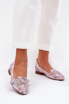 Perforated Ballerinas With Bow In Flowers Eco Suede Multicolor Amepitrea