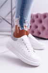 Sporty Women's Thick Sole Shoes White Grey Skirt
