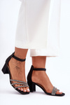 Shiny Heeled Sandals Black Enenor