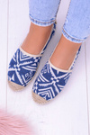 Lu Boo | Women's Slip-on Blue Linen Espadrilles Aztec Bimbi