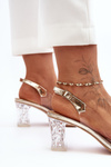 Heeled Decorated Sandals Gold  SBarski MR1037-16 
