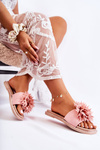 Women's Suede Slippers With Decoration Pink Giorgia